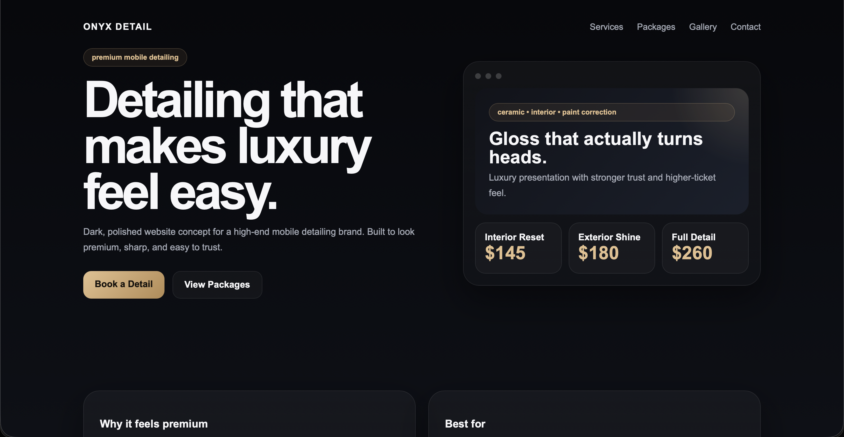 Detailing website concept preview