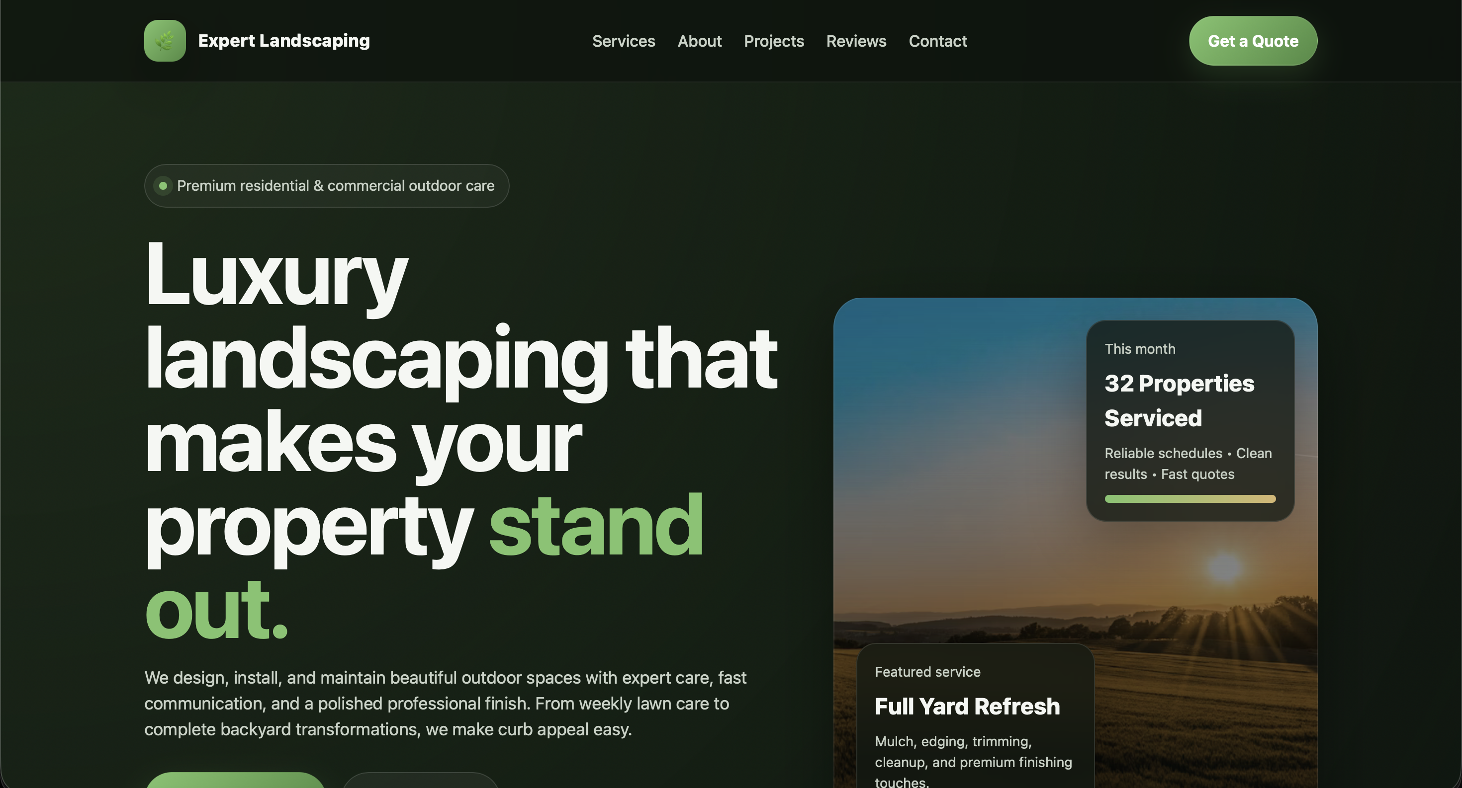 Landscaping website concept preview